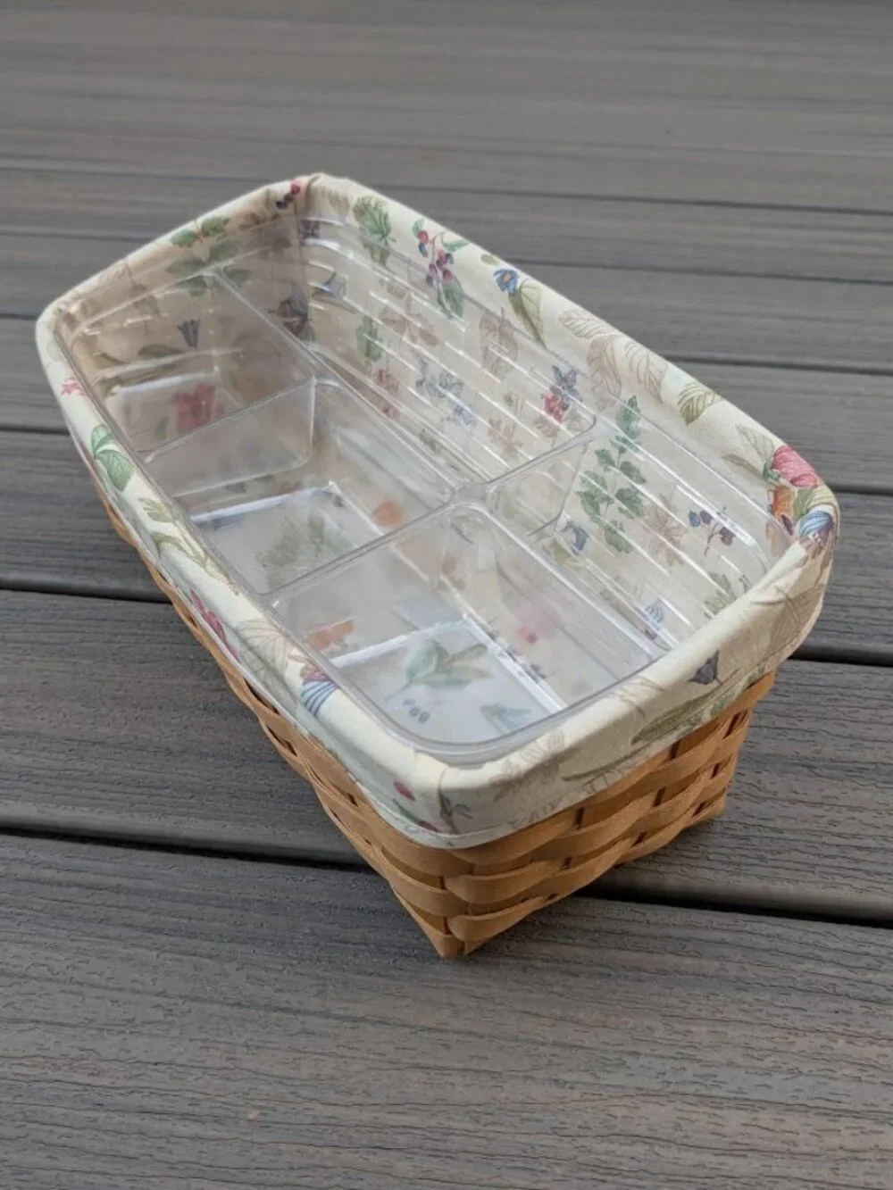 Longaberger 2003 Vanity Basket w/ 2 Plastic Protectors & Botanical Fields Liner